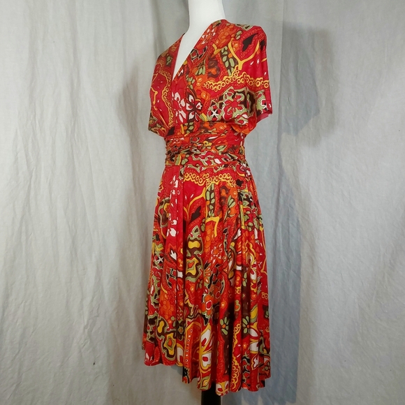 Von Vonni red & gold tropical print transformer dress, O/S (up to 10-12) - Picture 2 of 12
